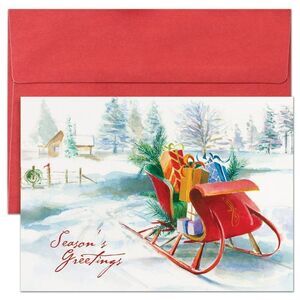 MASTERPIECE STUDIOS Greetings Sleigh Holiday Boxed Cards Set, 16 Piece